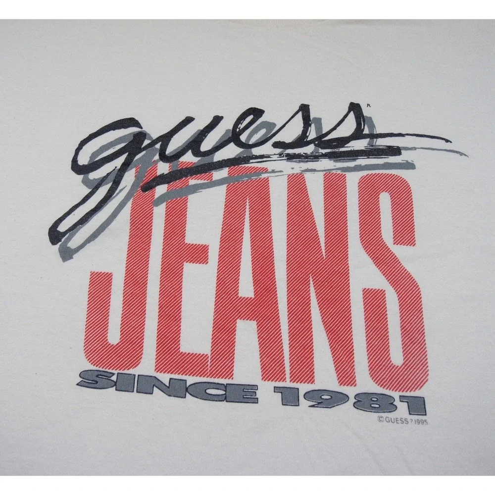 Vintage Guess Shirt Mens XLarge White 90s Graphic Tee Short Sleeve 1995 USA Made - Picture 2 of 10